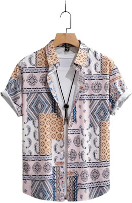 Dev Men Printed Casual White Shirt