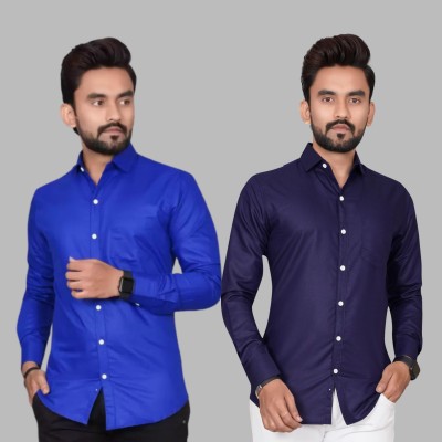 METRONAUT Men Solid Casual Multicolor Shirt(Pack of 2)