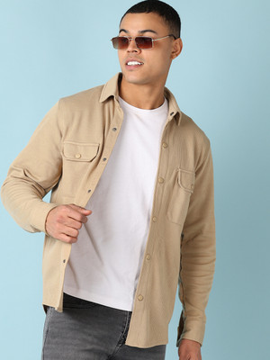 V-MART Men Solid Casual Beige Shirt