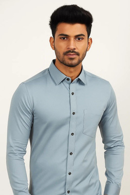 MAHIRAN Men Solid Formal Grey Shirt