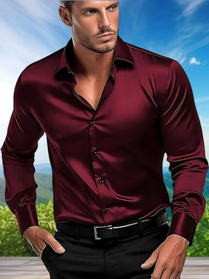 BS Enterprise Men Solid Casual Maroon Shirt