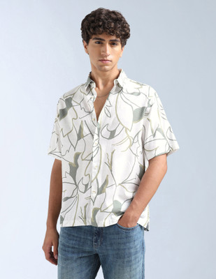 FLYING MACHINE Men Printed Casual Green Shirt