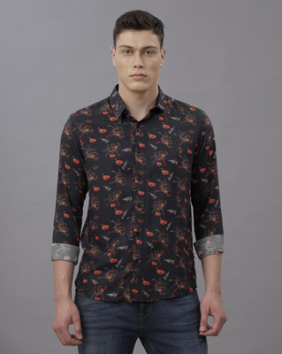 VOI JEANS Men Printed Casual Black Shirt