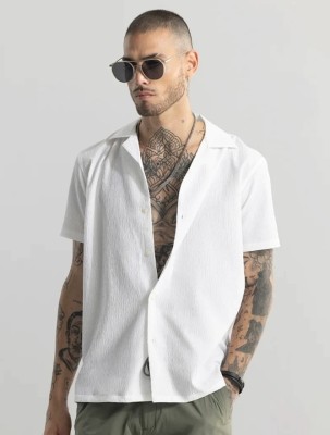 Gela Fashion Men Solid Casual White Shirt