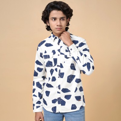 Coolsters by Pantaloons Boys Printed Casual White, Blue Shirt