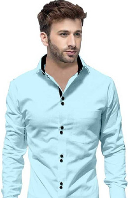 Voroxy Men Solid Formal Light Blue Shirt