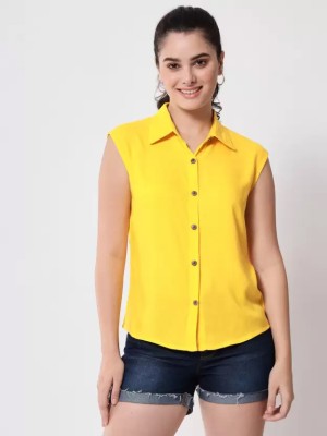 METRONAUT Women Solid Casual Yellow Shirt