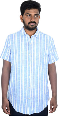 eSiddhi Men Striped Casual White, Blue Shirt