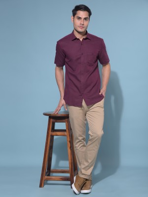 CRIMSOUNE CLUB Men Solid Casual Maroon Shirt