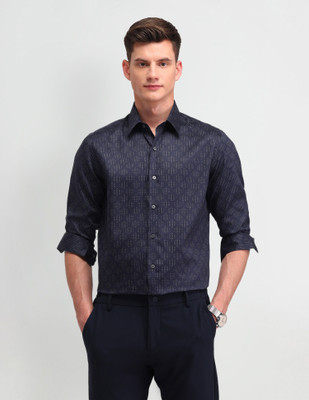 Arrow Newyork Men Geometric Print Formal Blue Shirt