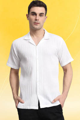 Dharamraj Fashion Men Self Design Casual White Shirt