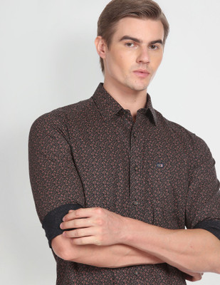 Arrow Sport Men Printed Casual Black, Brown Shirt