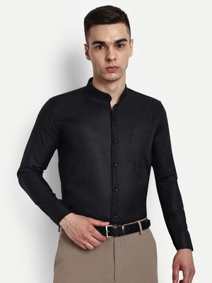Kraasa Men Solid Formal Black Shirt