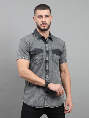 18plus Men Printed Casual Grey Shirt