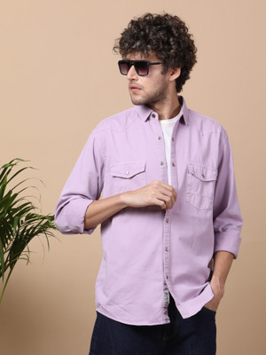 KUONS AVENUE Men Solid Casual Purple Shirt