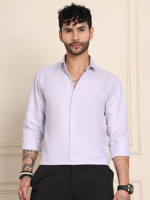 Tanip Men Solid Formal Purple Shirt