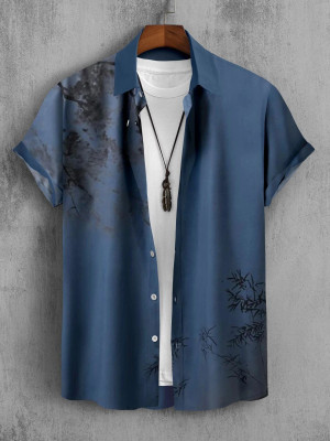 SANBROS Men Printed Casual Blue Shirt