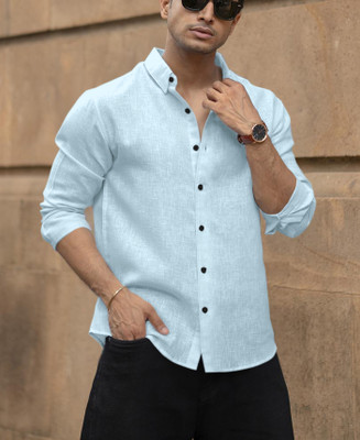 Shubhlakshmi Men Self Design Casual Light Blue Shirt