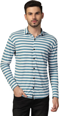 Blisstone Men Striped Casual Dark Blue Shirt