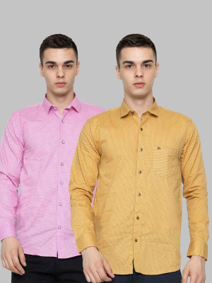 Modernity Men Checkered Casual Pink, Yellow, Black Shirt(Pack of 2)