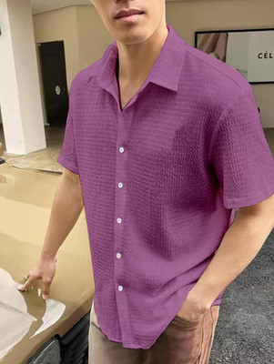 SHIVAY FASHIONS Men Printed Casual Purple Shirt