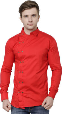 PEARL OCEAN Men Solid Casual Red Shirt