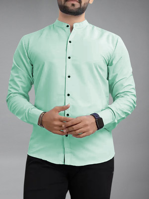 Yugnik Men Solid Casual Silver Shirt