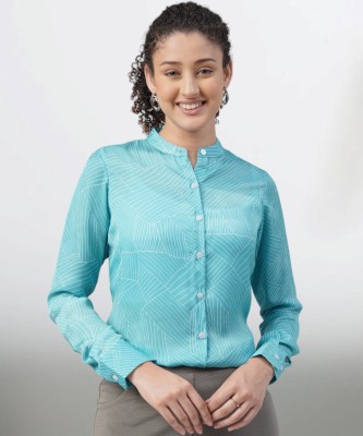 fithub Women Solid Formal Green Shirt