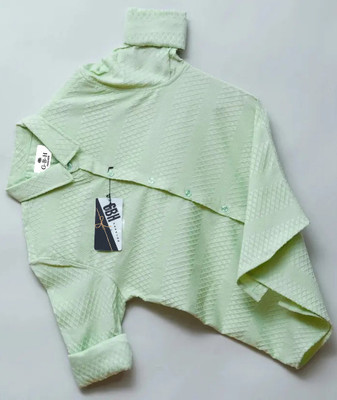 GBHFASHION Boys Self Design Casual Light Green Shirt