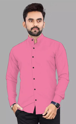 SNKV TRENDS Men Solid Formal Pink Shirt