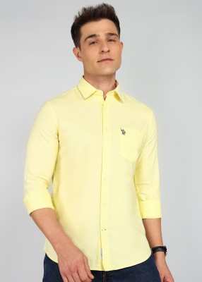 U.S. POLO ASSN. Men Solid Casual Yellow Shirt