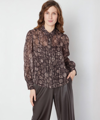 VERO MODA Women Printed Casual Brown, White Shirt