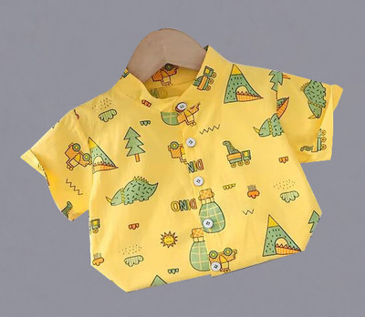 SOVIRA Boys Printed Casual Yellow Shirt