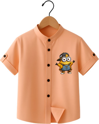 TycoonShop Boys Graphic Print Casual Orange Shirt