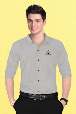Marmic Fab Men Solid Casual Grey Shirt