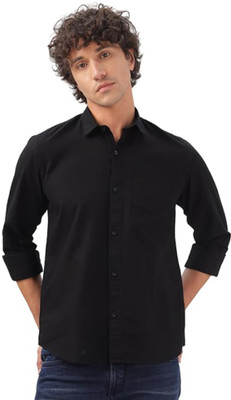Wristy Men Solid Casual Black Shirt