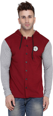 BEYOU FASHION Men Solid Casual Silver, Maroon Shirt