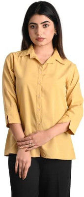 RAHUL TRADERS Women Self Design Casual Yellow Shirt