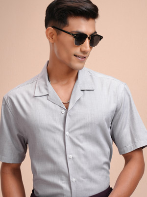 LOCOMOTIVE Men Solid Casual Grey Shirt