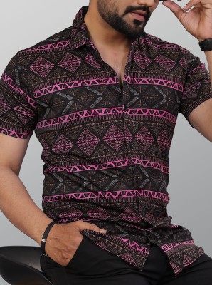 VeBNoR Men Printed Casual Pink Shirt