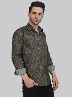 TB TRYBUY.IN Men Printed Casual Brown Shirt