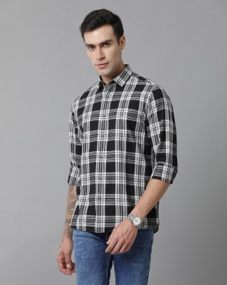 CAVALLO BY LINEN CLUB Men Checkered Casual Black, Grey, White Shirt