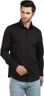 Life Roads Men Solid Casual Black Shirt