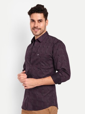 HouseOfCommon Men Checkered Casual Purple Shirt