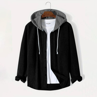 EyeBogler Men Solid Casual Black, Grey Shirt