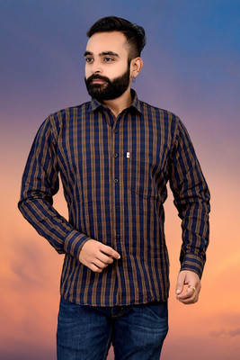 VK WINTER WEAR Men Checkered Casual Blue Shirt