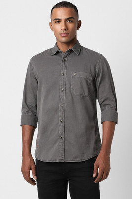 PETER ENGLAND Men Solid Casual Grey Shirt