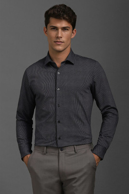 LOUIS PHILIPPE Men Self Design Formal Black Shirt