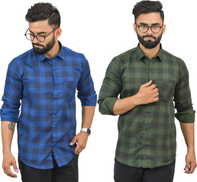 Hems trends Men Checkered Casual Multicolor Shirt(Pack of 2)