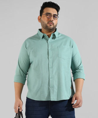 Instafab Plus Men Solid Casual Green Shirt